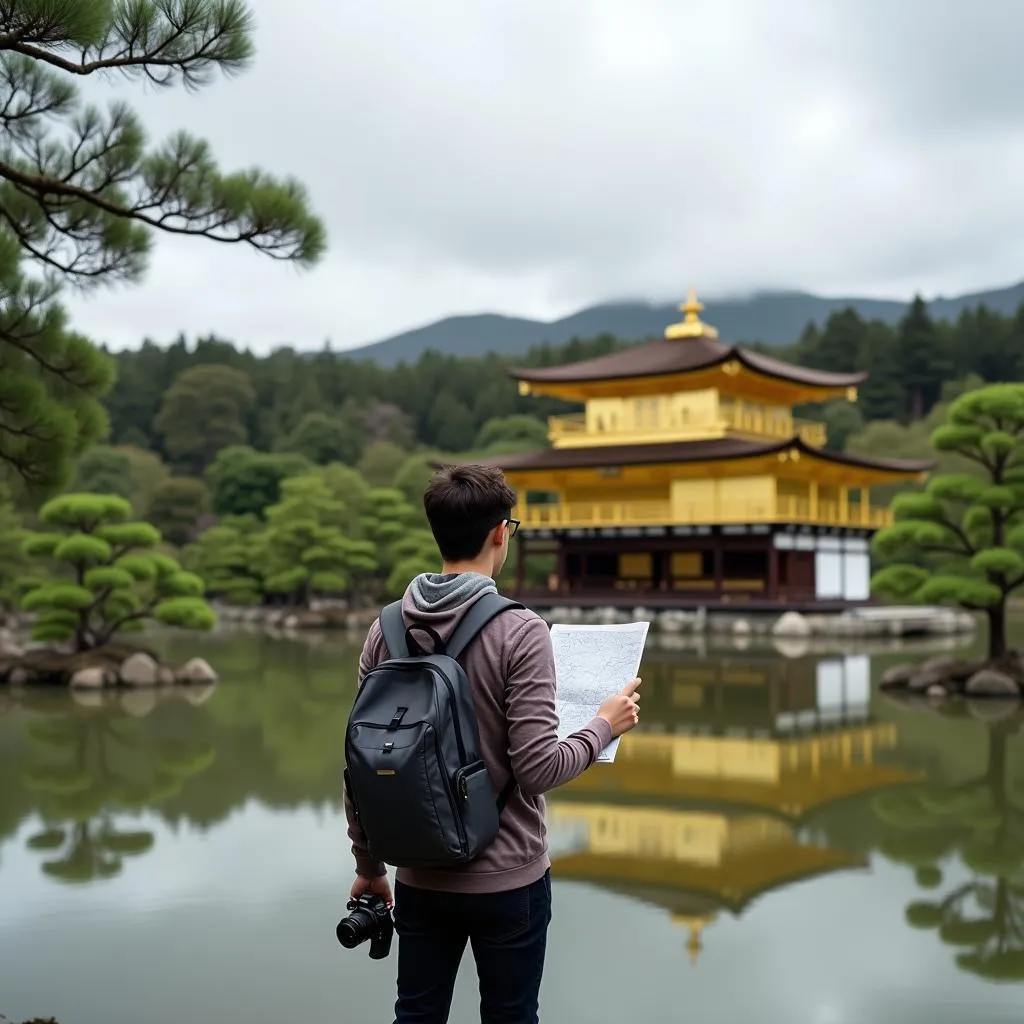 Solo traveler exploring Kyoto, Japan