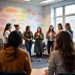 Students performing spoken word in a language class