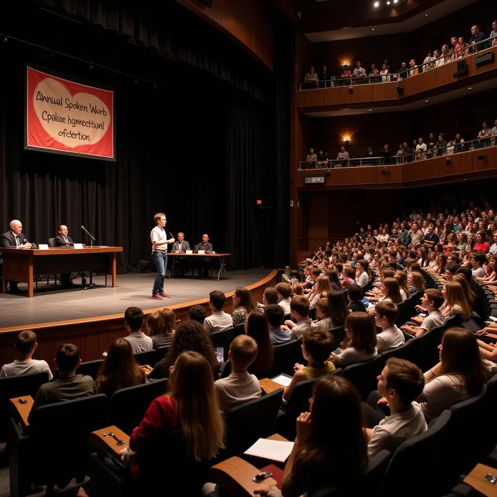 Students participating in a spoken word poetry competition