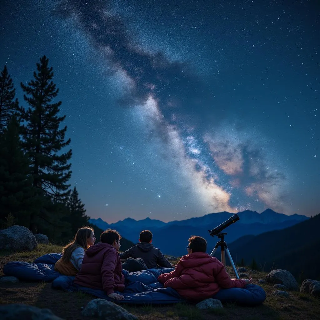 Stargazing in the Rocky Mountains under a clear night sky