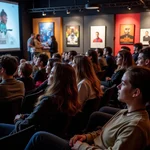 Students attending film festival