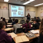 Student engaged in an immersive history lesson