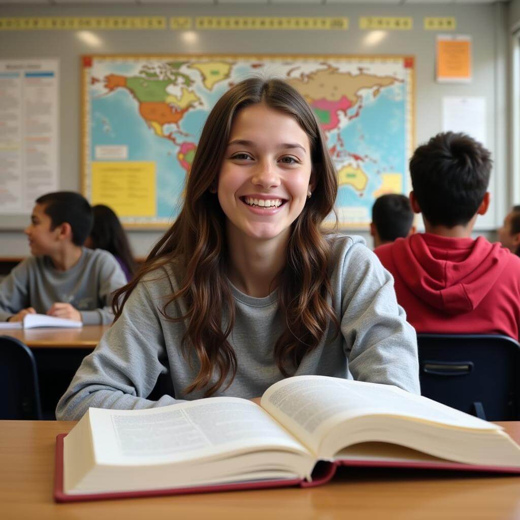 Student enjoying a history class