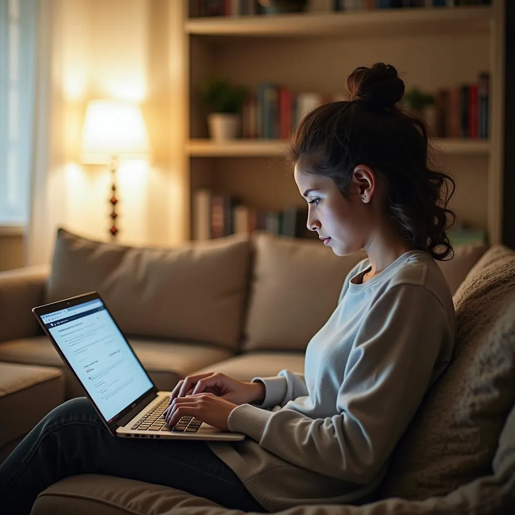 Student Studying Online at Home