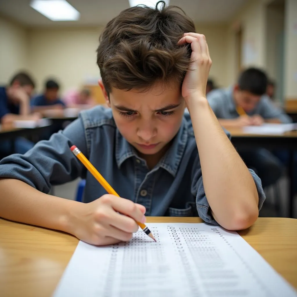 Student taking a standardized test