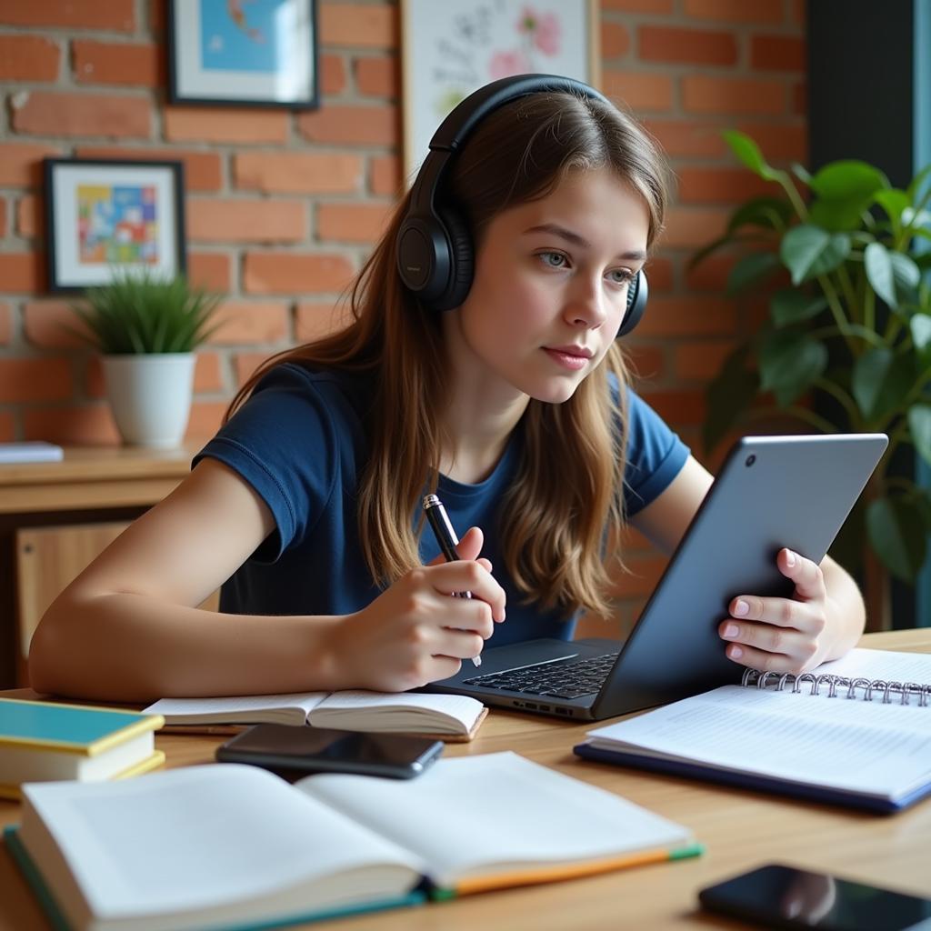 Student using technology for effective studying