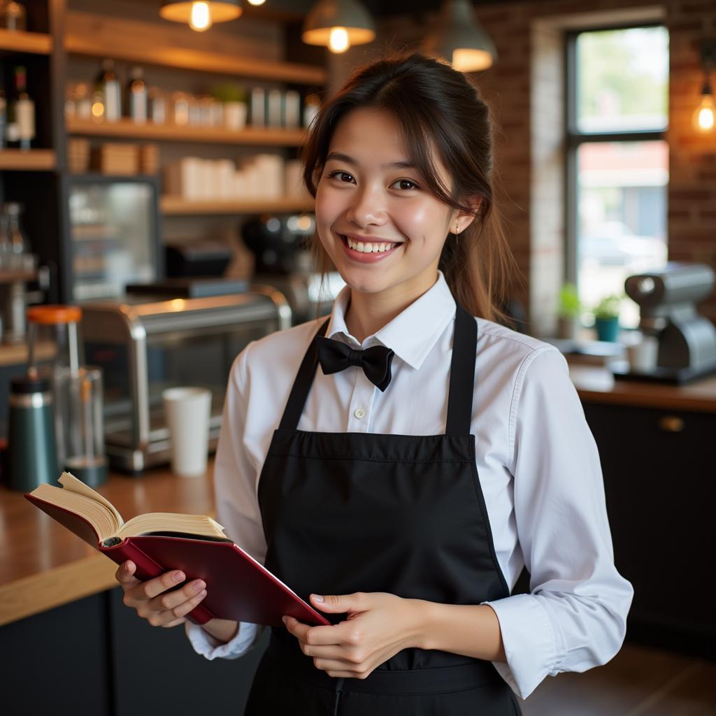 Student working part-time to fund their education