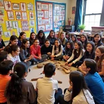 Students participating in a cultural exchange workshop