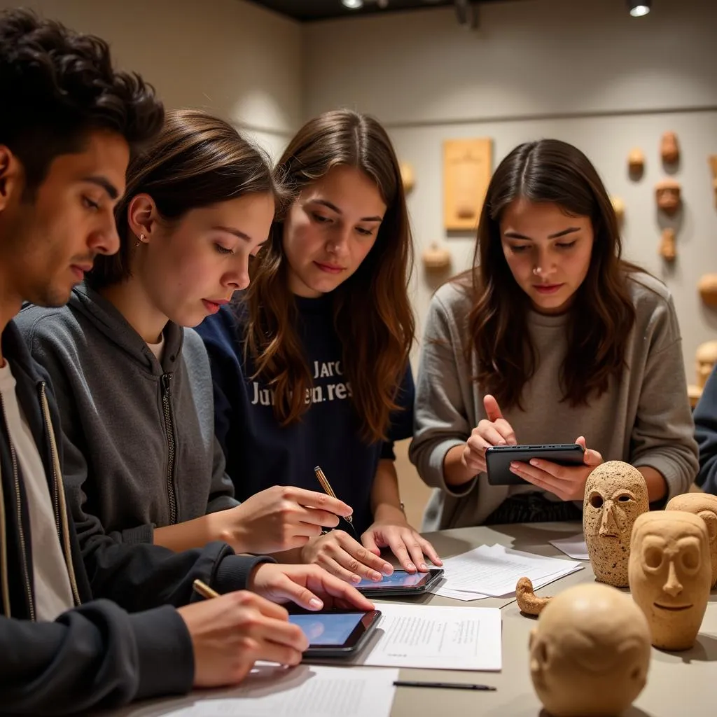 Students analyzing cultural artifacts