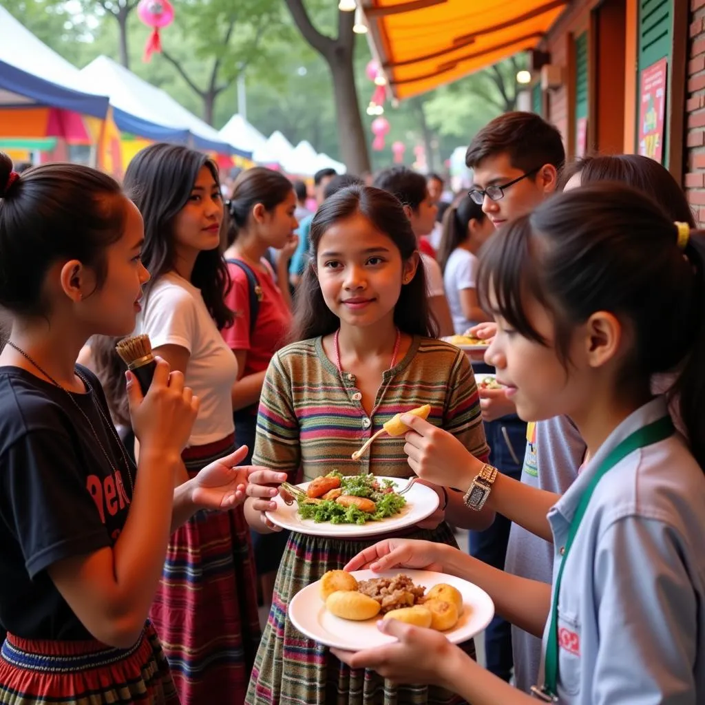 Students learning about different cultures at a festival