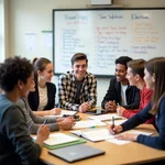 Students discussing curriculum choices in classroom