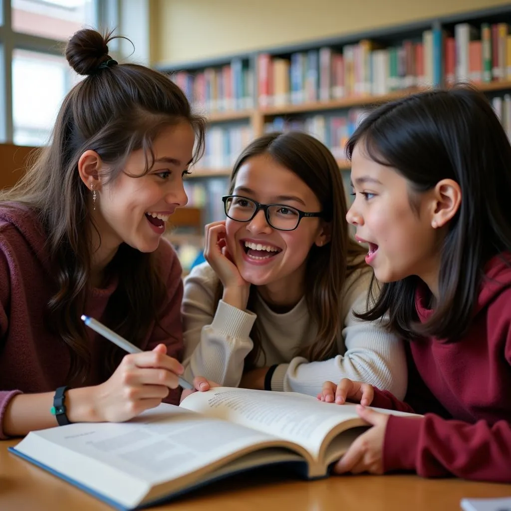 Students engaged in a book discussion