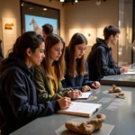 Students exploring museum exhibits