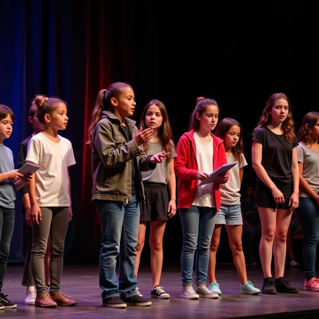 Students performing spoken word poetry