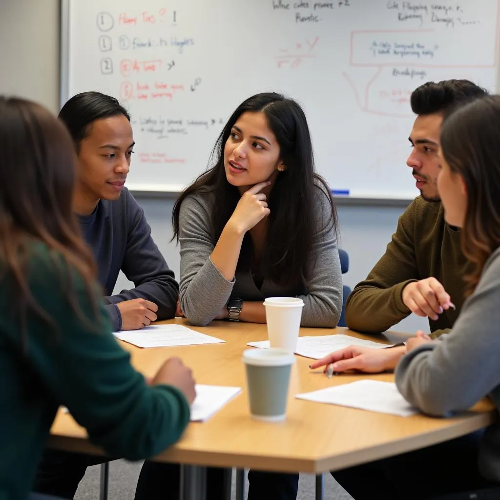 Students practicing soft skills in a classroom