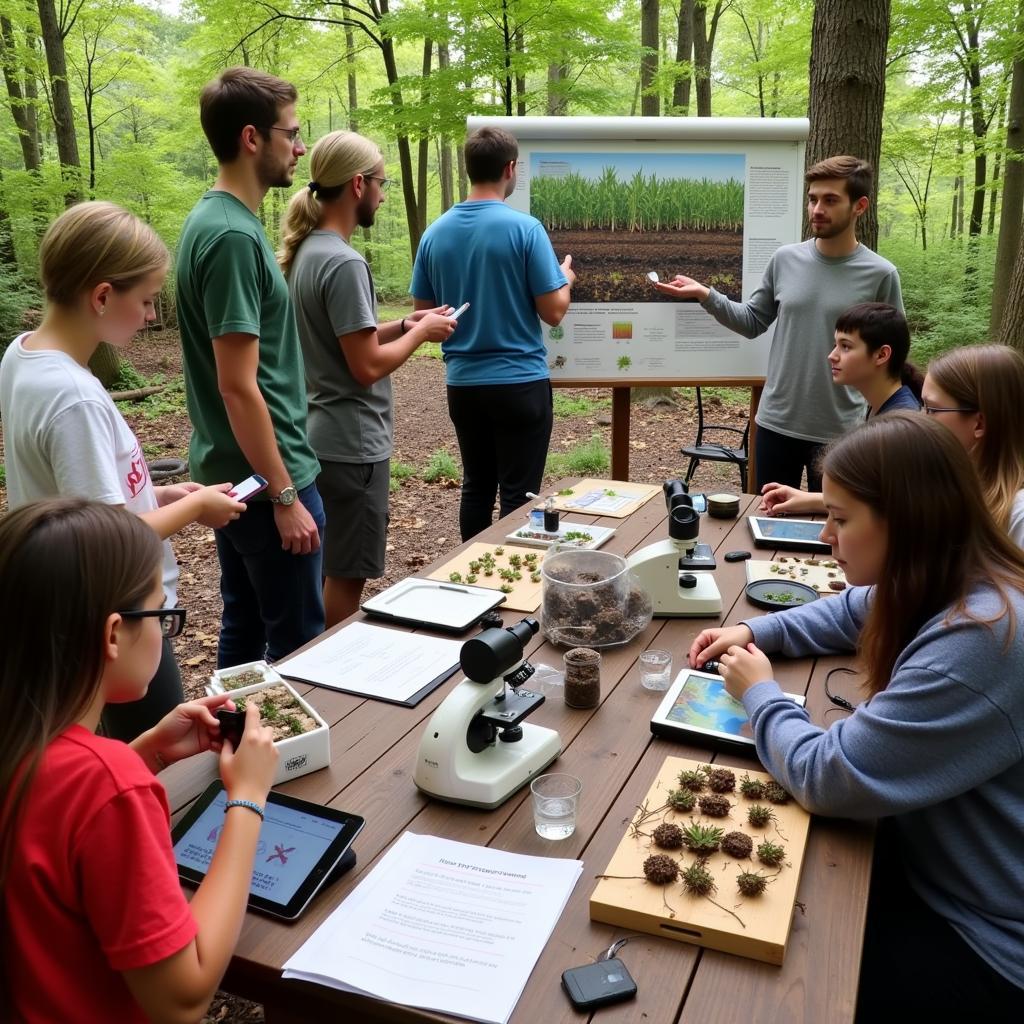 Students studying agroecology and sustainable farming methods