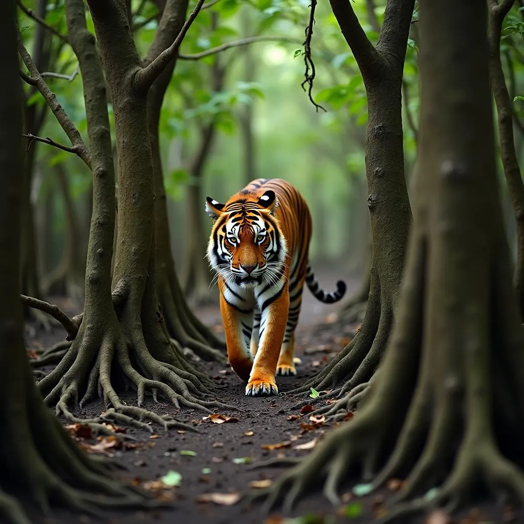 Bengal tiger sighting in Sundarbans mangrove forest