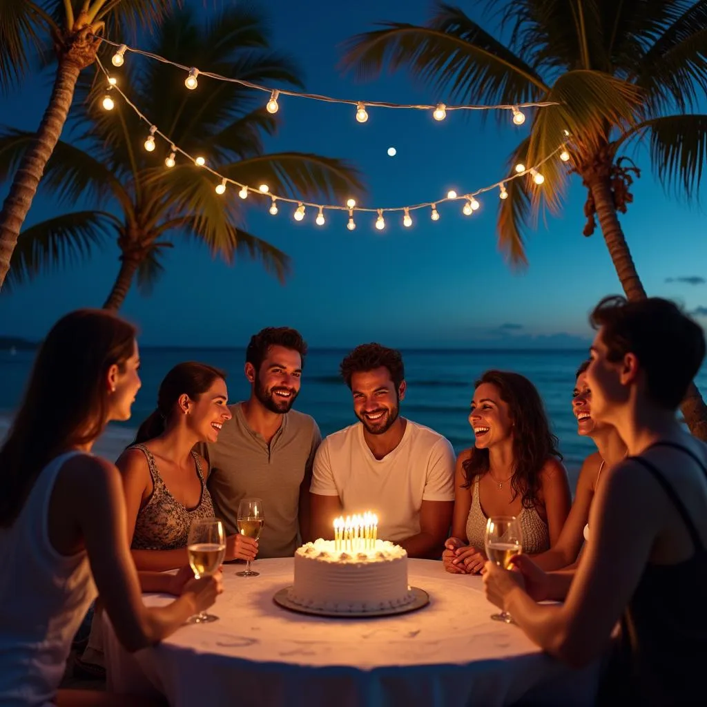 Surprise birthday party at a beach resort