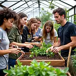 Students learning about sustainable agriculture