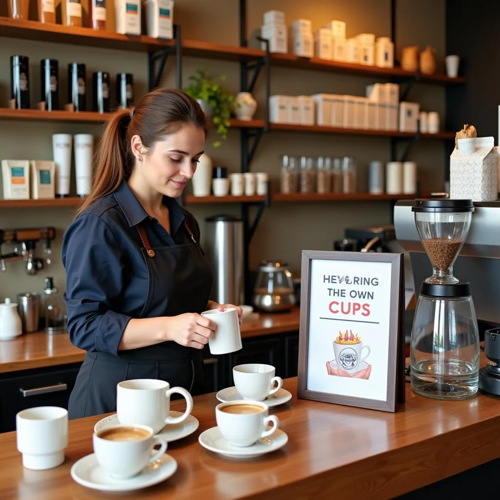 Sustainable cafe practices with reusable cups