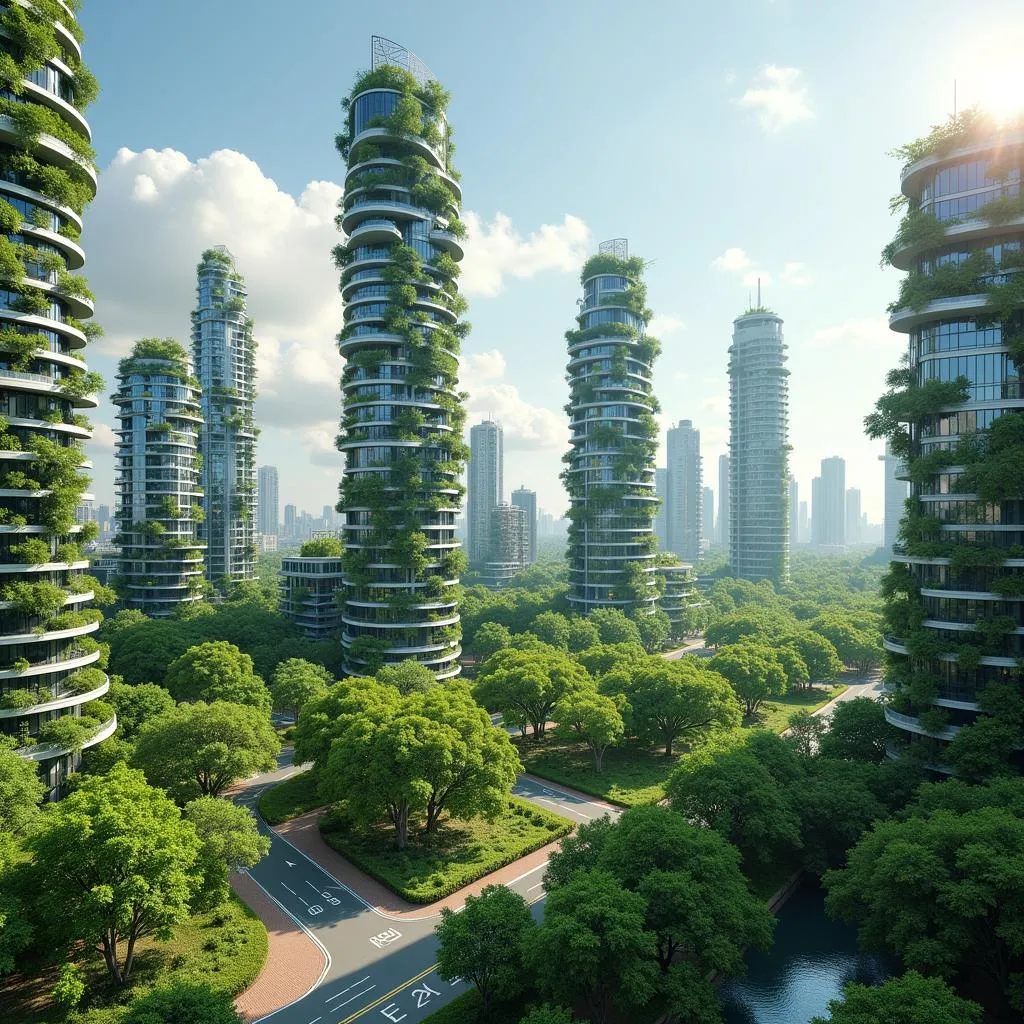 Sustainable urban development with integrated green spaces