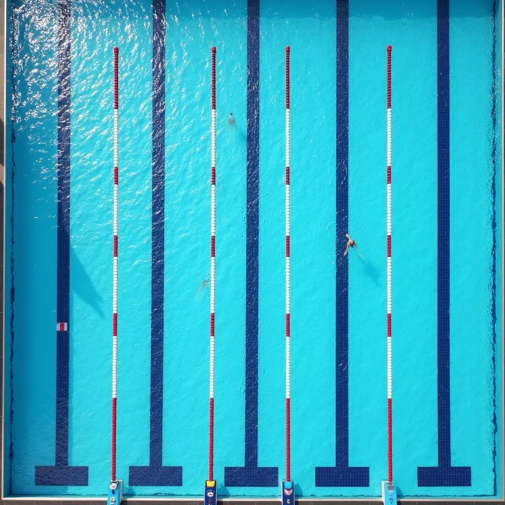 Olympic-sized swimming pool with lanes