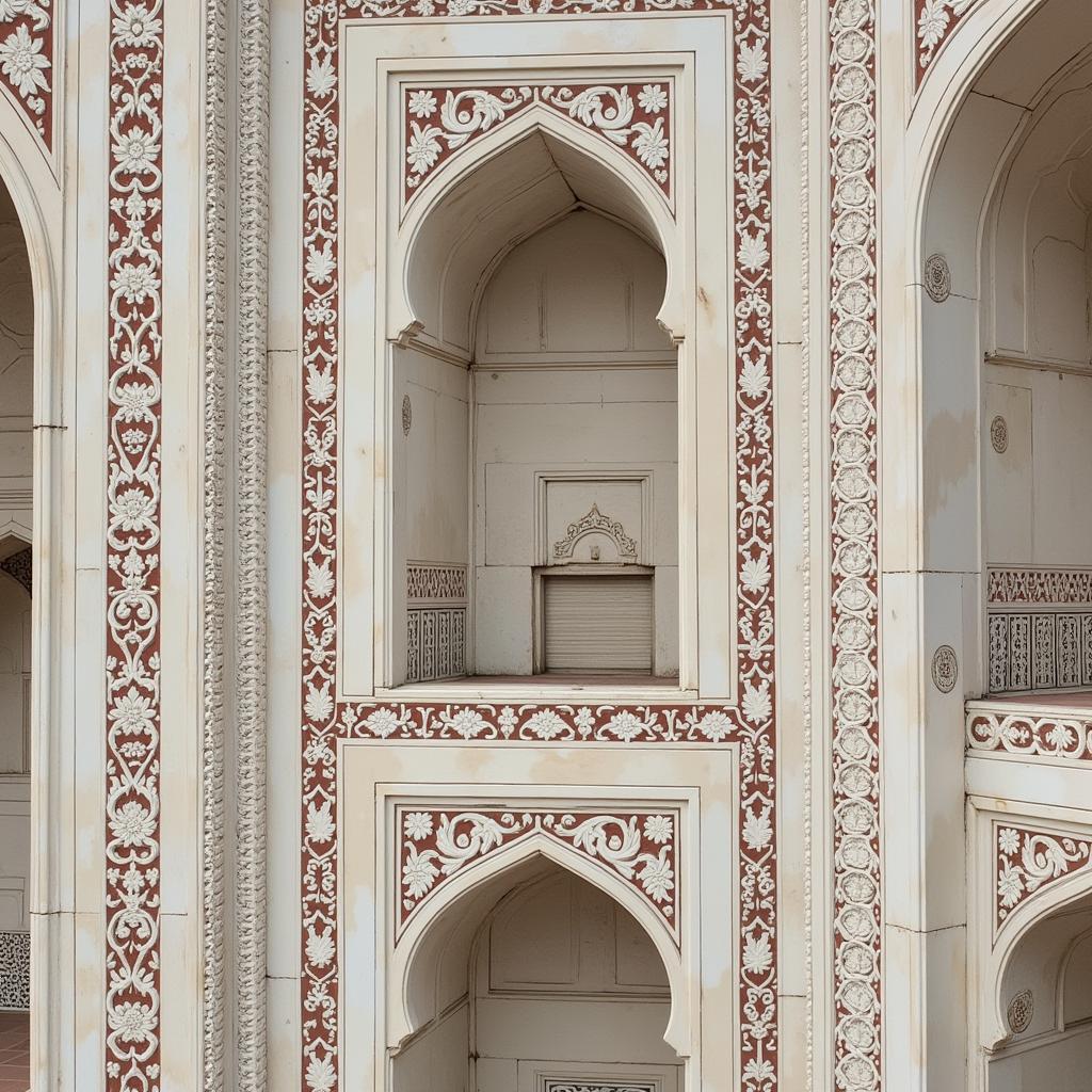 Intricate marble carvings at the Taj Mahal