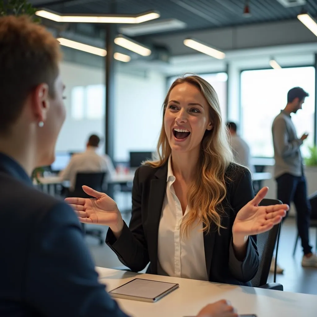 A talkative colleague in an office setting