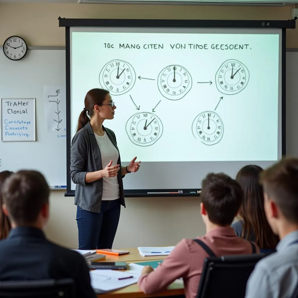 Teacher Explaining Time Management to Students