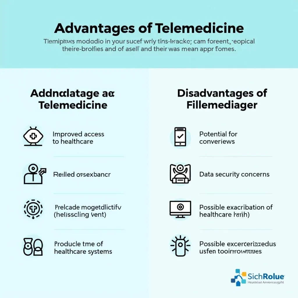 Infographic showing advantages and disadvantages of telemedicine