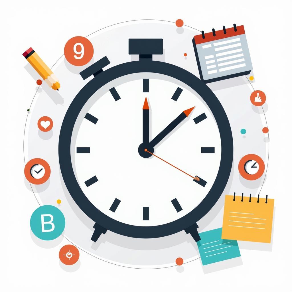 Time management concept with clock and tasks