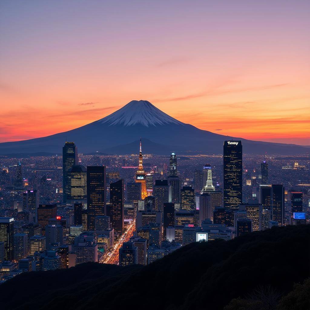 Tokyo skyline with Mount Fuji in background