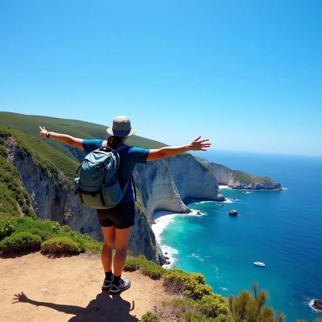 Tourist enjoying scenic view