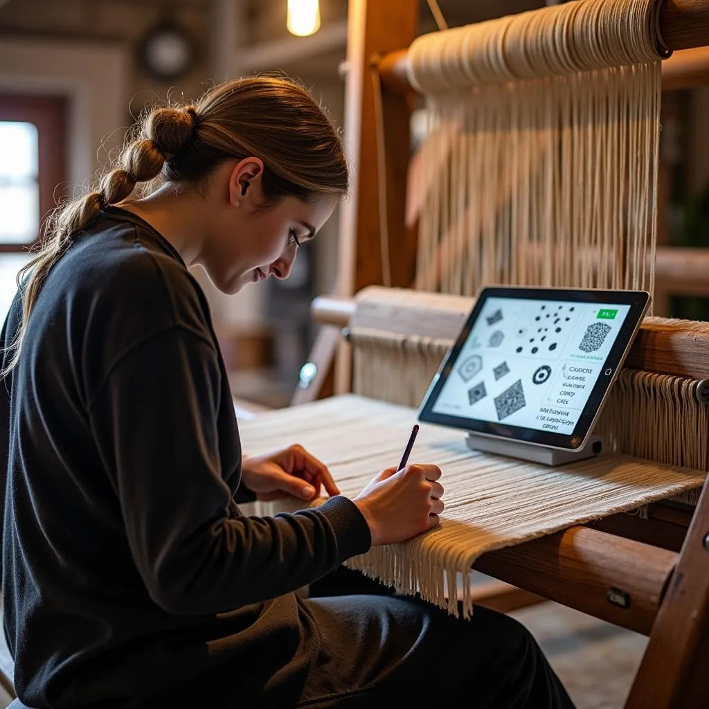 Traditional craftsperson using modern technology