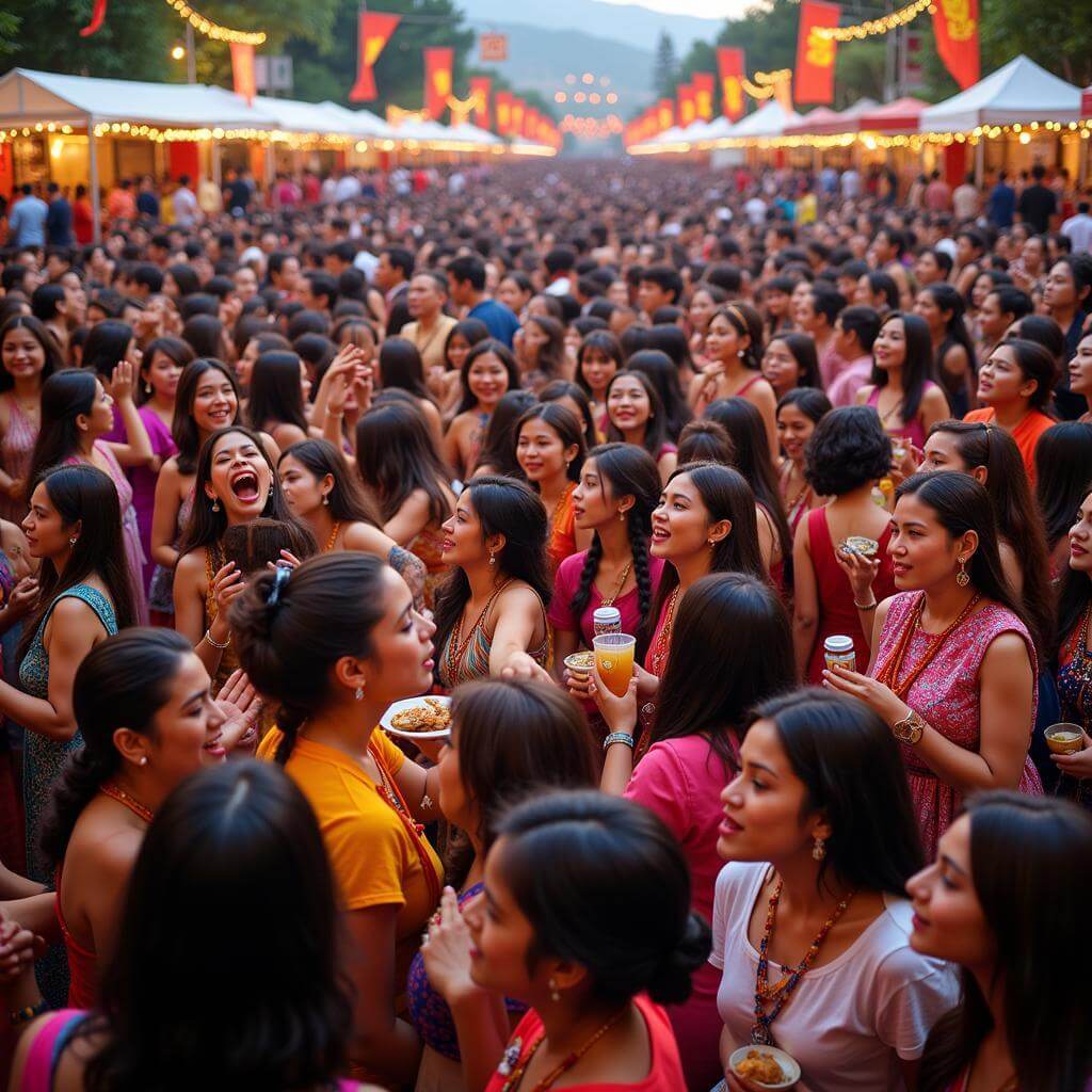 Crowd celebrating at a traditional festival