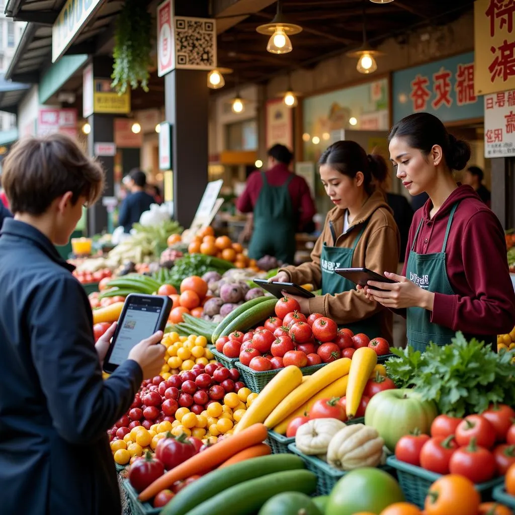 Traditional food market embracing modern technology