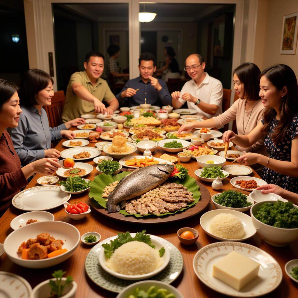 Traditional foods at a family celebration