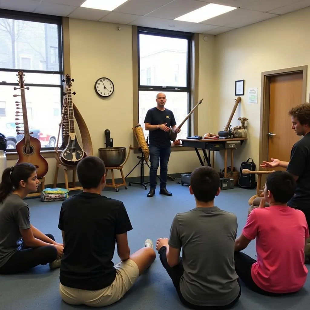 Traditional instruments in a music classroom