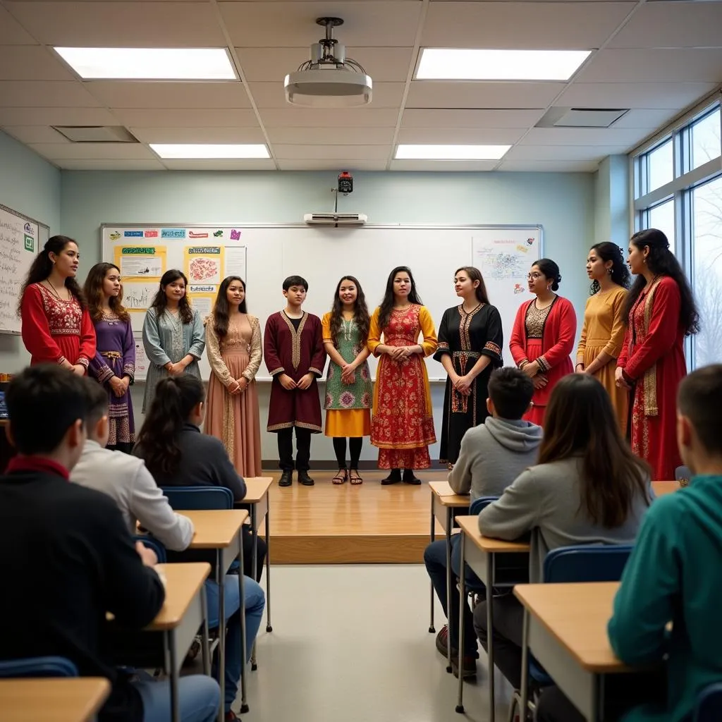 Traditional theater performance in a modern classroom