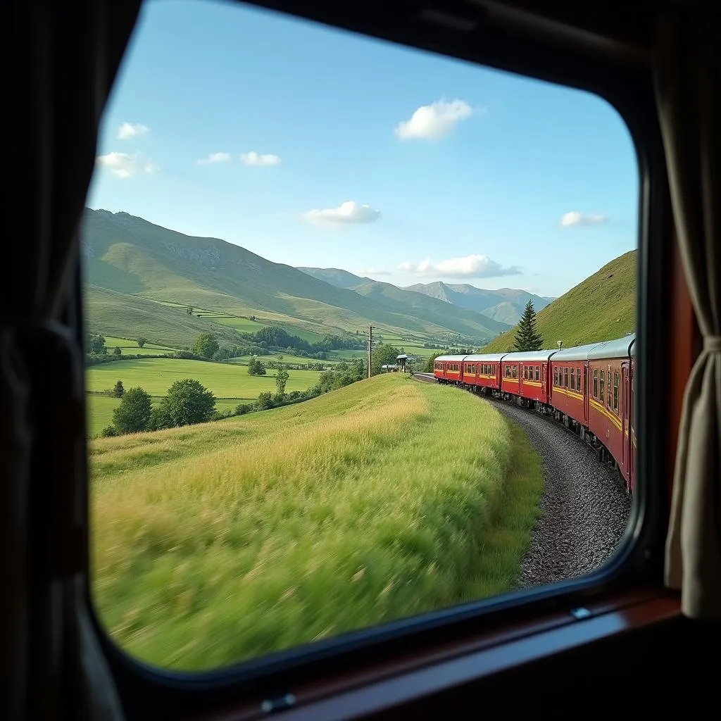 Scenic train journey landscape