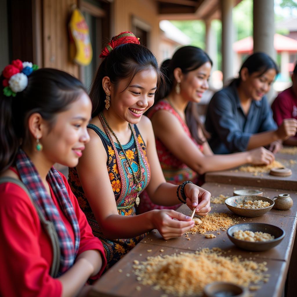 Traveler immersed in local culture