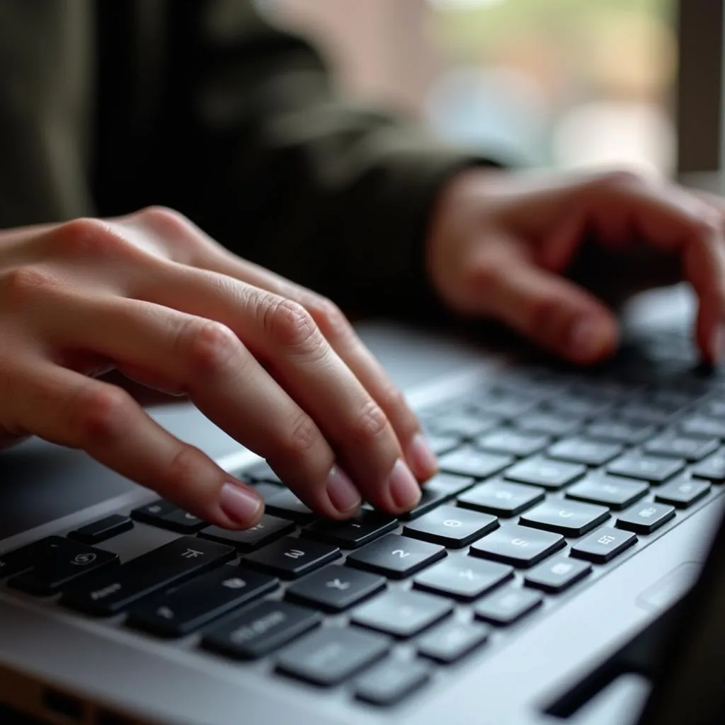 Practicing touch typing on a keyboard