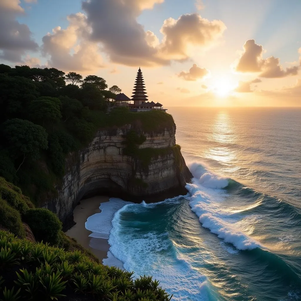 Uluwatu Temple on a cliff overlooking the ocean