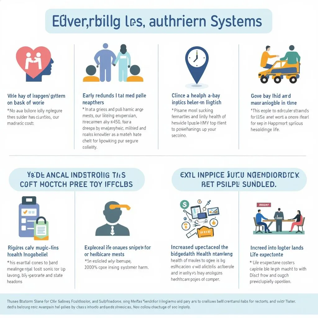 Infographic displaying advantages of universal healthcare systems