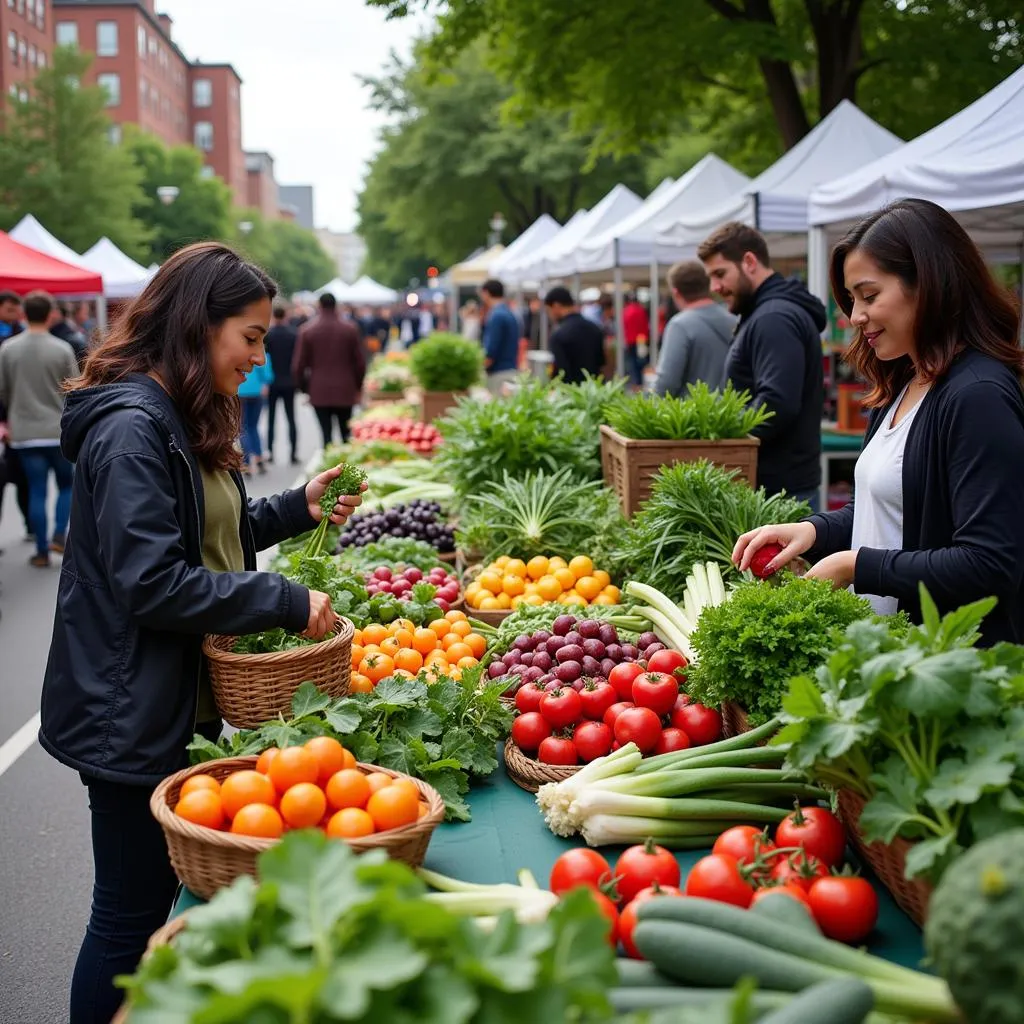 Urban farmers market showcasing local produce