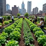 Urban rooftop garden addressing food insecurity