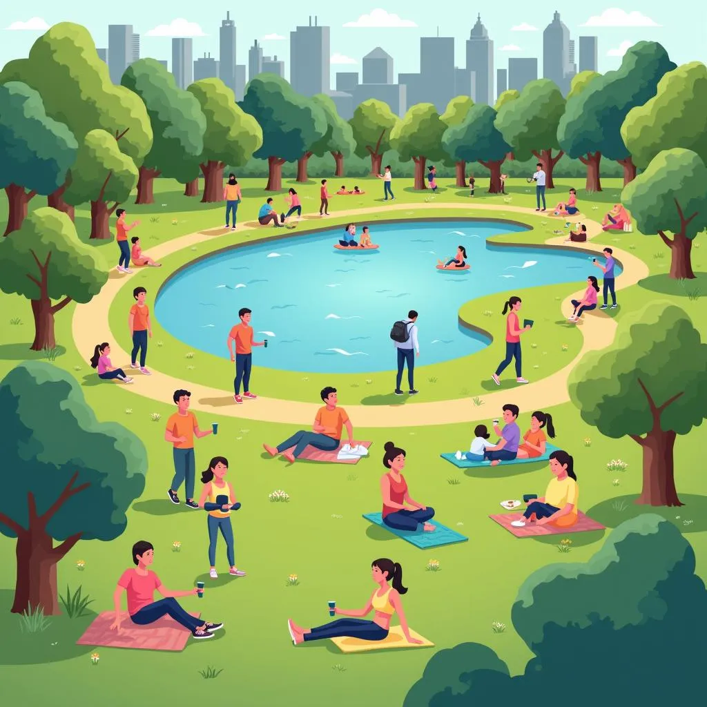 Urban green space benefits for city dwellers