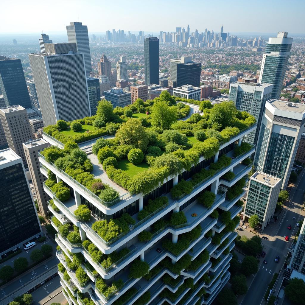 Urban green space with a rooftop garden