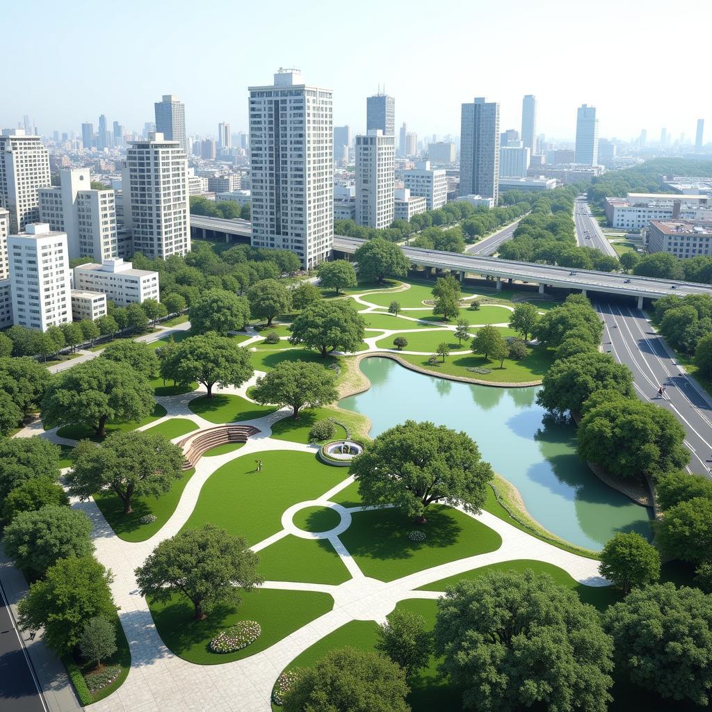 Urban park integrated into city design