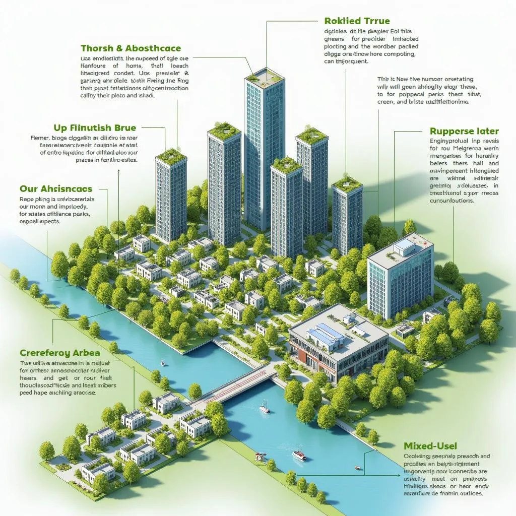 Urban planning balancing green spaces with housing needs